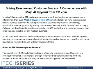 Driving Revenue and Customer Success: A Conversation with Majd Al Jayyousi