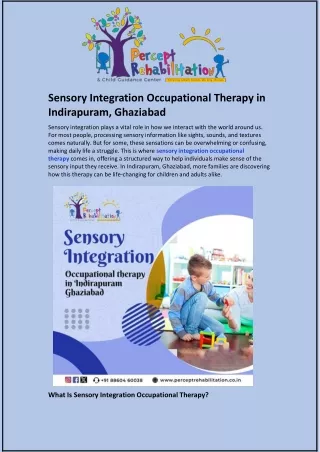 Sensory Integration Occupational Therapy in Indirapuram, Ghaziabad