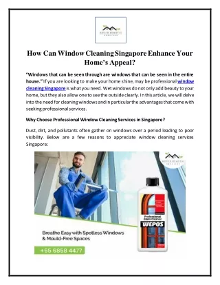 How Can Window Cleaning Singapore Enhance Your Home’s Appeal