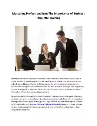 Mastering Professionalism: The Importance of Business Etiquette Training