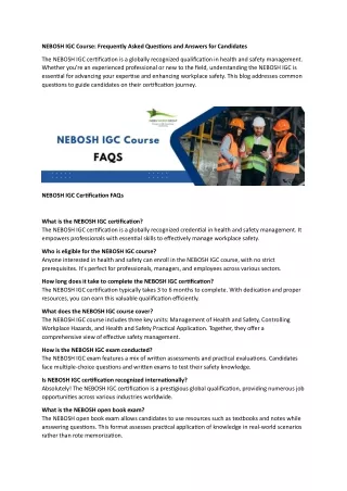NEBOSH IGC Certification