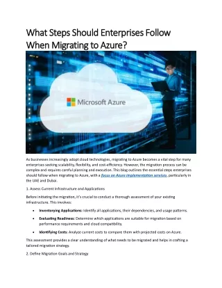 What Steps Should Enterprises Follow When Migrating to Azure?