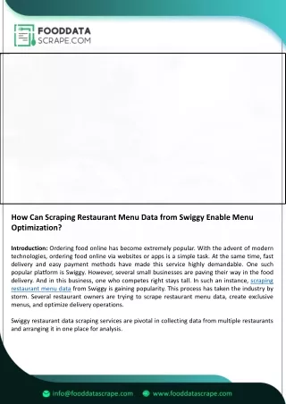 How Can Scraping Restaurant Menu Data from Swiggy Enable Menu Optimization?