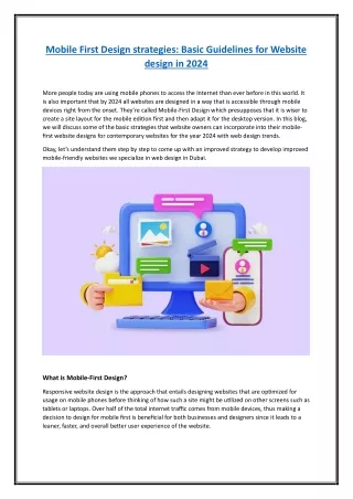 Mobile First Design strategies Basic Guidelines for Website design in 2024