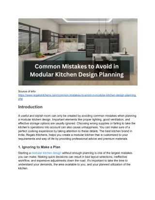 Common Mistakes to Avoid in Modular Kitchen Design Planning