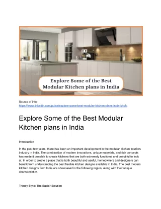 Explore Some of the Best Modular Kitchen plans in India