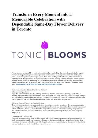 Toronto’s Tonic Blooms