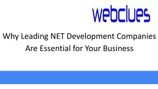 Why Leading NET Development Companies Are Essential for Your Business