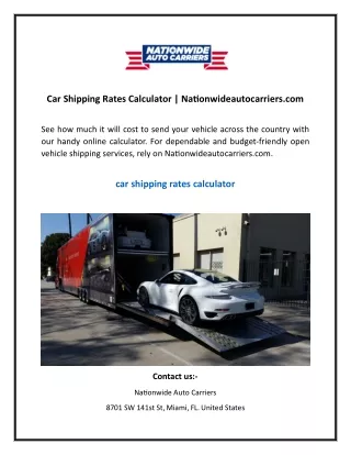 Car Shipping Rates Calculator  Nationwideautocarriers