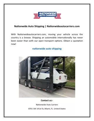 Nationwide Auto Shipping Nationwideautocarriers