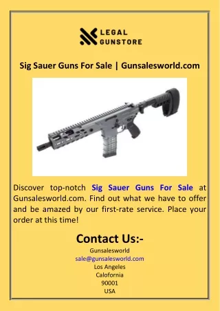 Sig Sauer Guns For Sale  Gunsalesworld.com