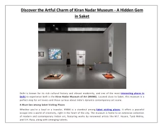 Discover the Artful Charm of Kiran Nadar Museum - A Hidden Gem in Saket