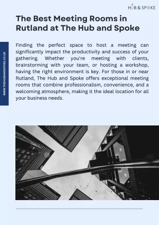 The Best Meeting Rooms in Rutland at The Hub and Spoke