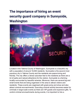 The importance of hiring an event security guard company in Sunnyside, Washington