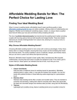 Affordable Wedding Bands for Men_ The Perfect Choice for Lasting Love