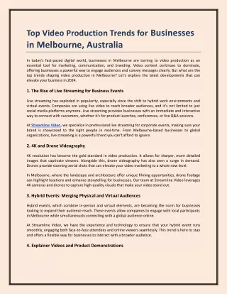 Top Video Production Trends for Businesses in Melbourne