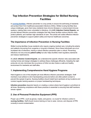 Top Infection Prevention Strategies for Skilled Nursing Facilities