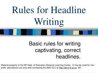 Rules for Headline Writing