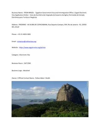 FROM BRAZIL -  Egyption Government Visa and Immmigration Office | Egypt Electron