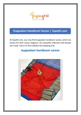 Kuppadam Handloom Sarees Tapathi
