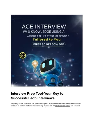 Interview Prep Tool-Your Key to Successful Job Interviews