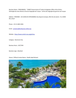 FROM BRAZIL - TURKEY  Government of Turkey Immigration Office eVisa Online - Sol