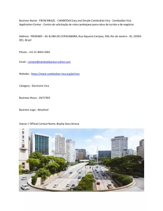 FROM BRAZIL -  CAMBODIA Easy and Simple Cambodian Visa - Cambodian Visa Applica