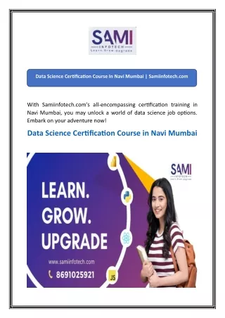Data Science Certification Course In Navi Mumbai  Samiinfotech