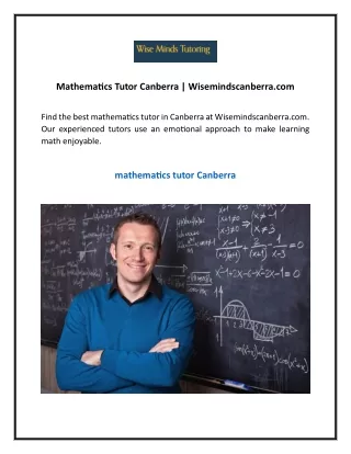 Mathematics Tutor Canberra  Wisemindscanberra