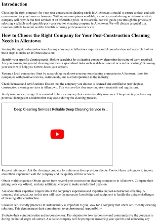 How to Choose the Right Company for Your Post-Construction Cleaning Needs in All