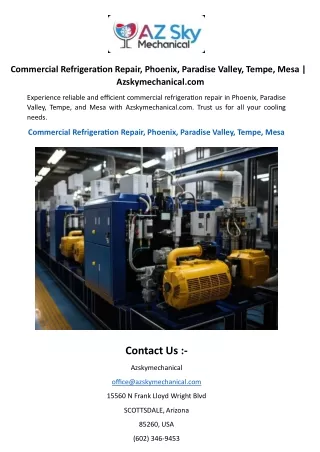 Commercial Refrigeration Repair, Phoenix, Paradise Valley, Tempe, Mesa  Azskymechanical