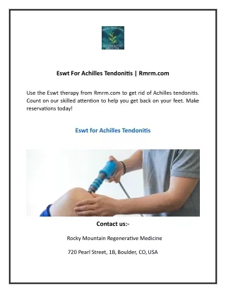 Eswt For Achilles Tendonitis  Rmrm