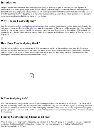 Your Guide to Booking CoolSculpting Appointments in El Paso