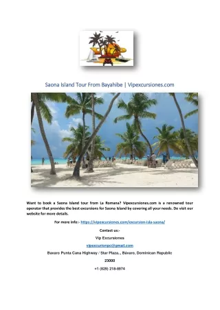 Saona Island Tour From Bayahibe | Vipexcursiones.com