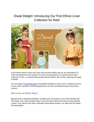 Celebrate Diwali in Style with Our Ethnic Linen Collection for Kids