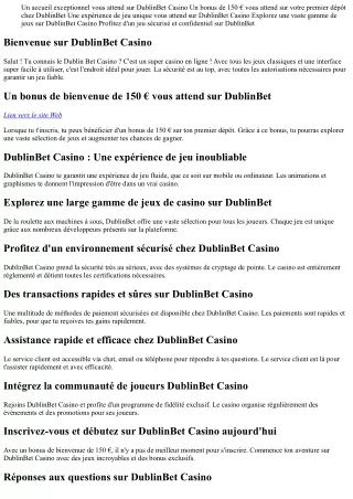 Bonus exceptionnel de 150 € chez DublinBet Casino