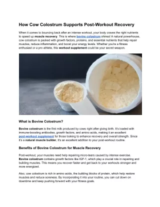 How Cow Colostrum Supports Post-Workout Recovery