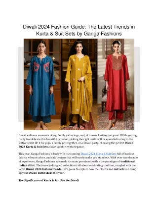 Diwali 2024 Fashion Guide: The Latest Trends in Kurta & Suit Sets