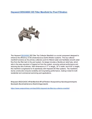 Hayward DEX2400C DE Filter Manifold for Pool Filtration