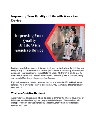 Improving Your Quality of Life with Assistive Device