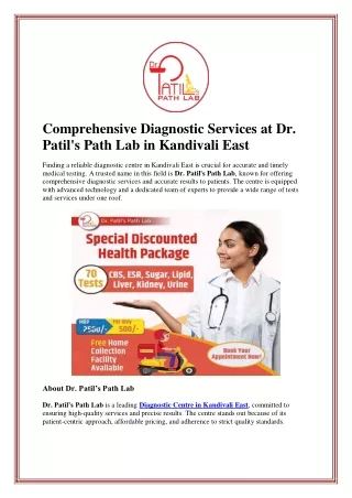 Comprehensive Diagnostic Services at Dr. Patil's Path Lab in Kandivali East