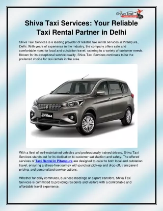 Taxi Rental in Pitampura