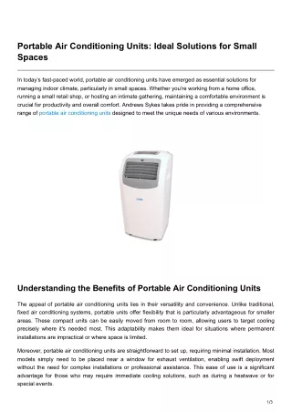 Portable Air Conditioning Units Ideal Solutions for Small Spaces