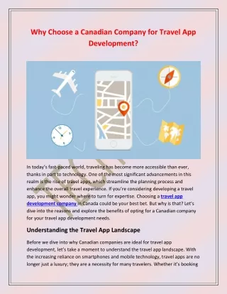 Why Choose a Canadian Company for Travel App Development