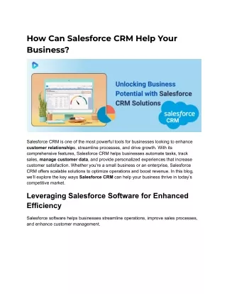 Why Your Business Needs Salesforce CRM Today