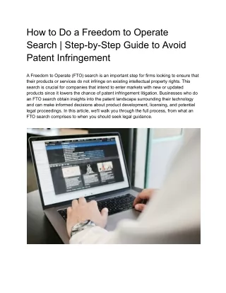 How to Do a Freedom to Operate Search | InventionIP