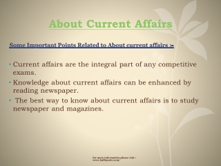 More Information about Current Affairs