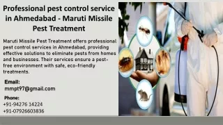 Professional pest control service in Ahmedabad - Maruti Missile Pest Treatment