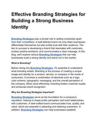 Effective Branding Strategies for Building a Strong Business Identity