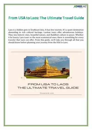 From USA to Laos The Ultimate Travel Guide